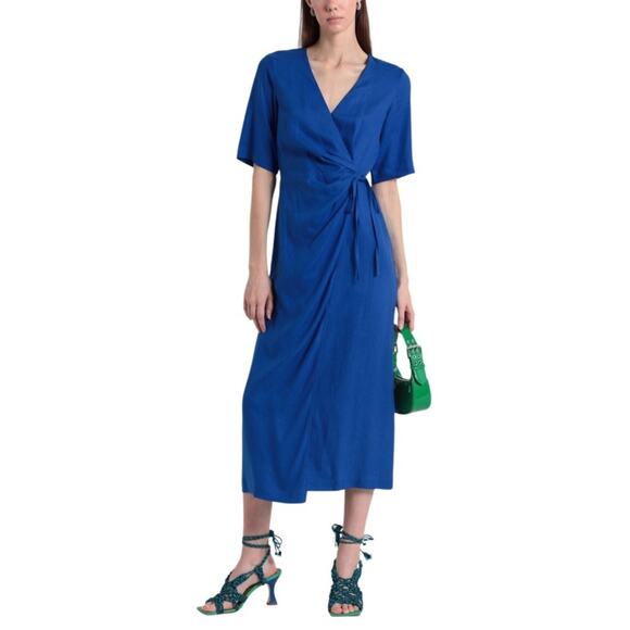 & OTHER STORIES Midi Wrap Dress Blue Size 10 - Picture 10 of 10